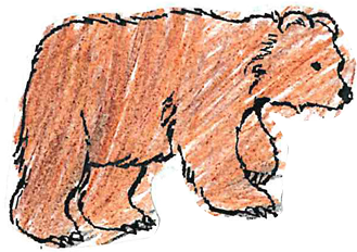 Ladybug y Cat noir de pi  hablando en el campo delante de un r o  detr s de ellos un  rbol y nubes con el sol en el cielo   Al otro lado del r o est  un oso marr n que les mira amenazante 