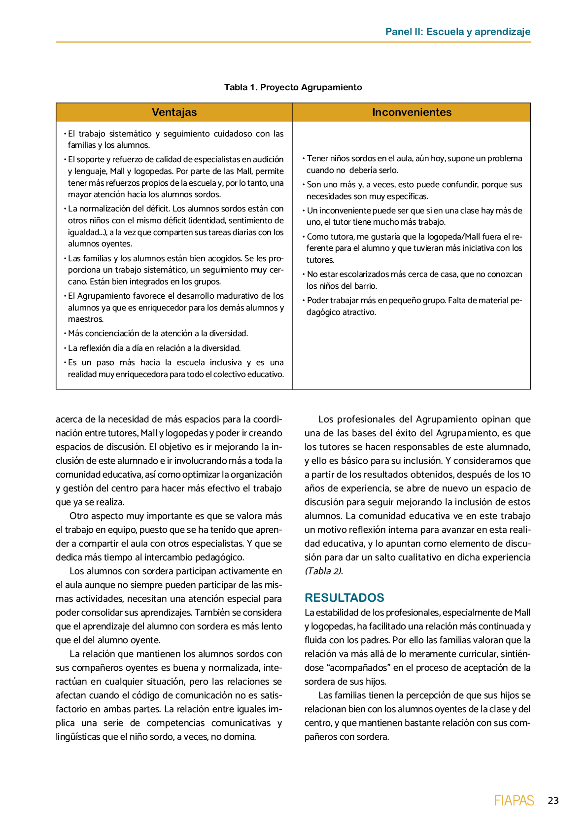 La II Jornada Cient fica de Reflexi n Educativa celebrada en Madrid  el 25 y 26 de noviembre de 2016  como una de las acciones desarrolladas por FIAPAS en el Marco del Convenio de Colaboraci n con el Ministerio de Educaci n  Cultura y Deporte y Fundaci n ONCE logr  reunir  de forma excepcional en Espa a  a investigadores nacionales de reconocido prestigio con el objetivo de conocer los resultados de sus estudios sobre la situaci n del alumnado con sordera  pudiendo obtener  a partir de datos y evidencias cient ficas  conclusiones que permitan el dise o de pol ticas educativas acordes con la realidad del alumnado con sordera   FIAPAS recoge en este Monografico  15 estudios y experiencias recientes  presentadas por expertos  realizadas en Espa a en relaci n con la educaci n  habilitaci n  recursos de accesibilidad  y preparaci n profesional de los ni os  ni as y j venes con sordera  As  mismo  se presentaron 4 comunicaciones de las Oficinas de Atenci n a la Discapacidad de las Universidades de Burgos  Universidad de Valencia  Universidad Complutense de Madrid y Universidad Pontificia de Comilla