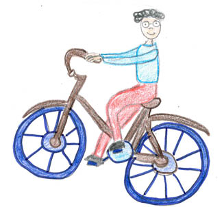 dibujo representa a los dos ni os  Quijote y el Cid en sus bicis con alas mirando de lado y sonriendo mientras prueban sus bicis voladoras 