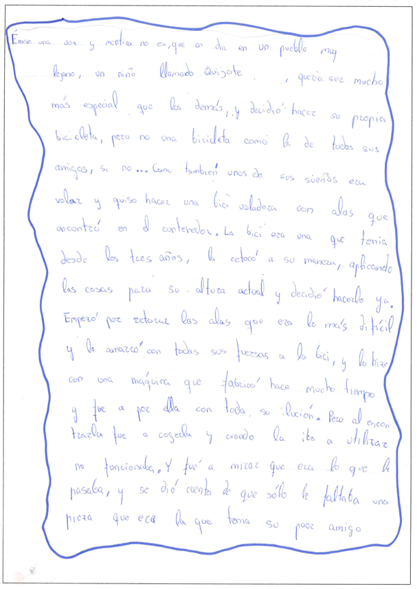 Texto manuscrito por el autor