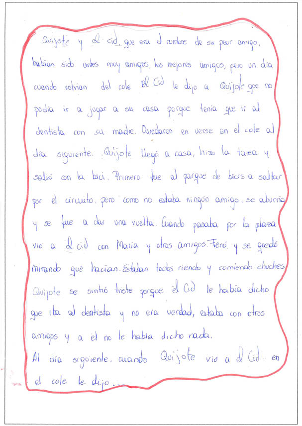 Texto manuscrito por el autor