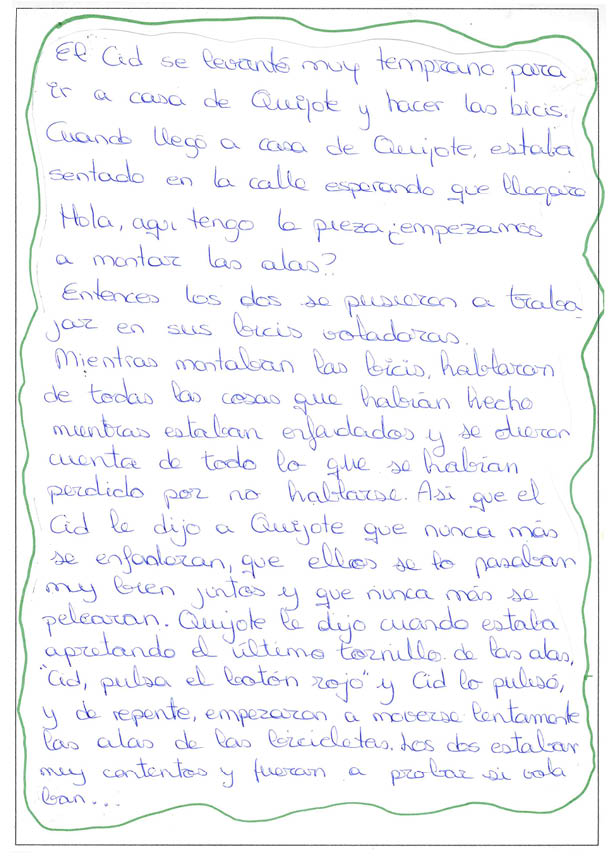 Texto manuscrito por el autor