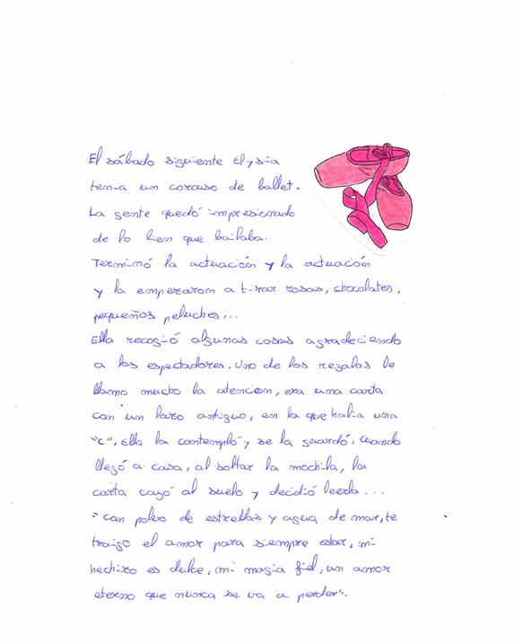 La imagen muestra el dibujo de un par de zapatillas de ballet de color rosa. Est n colocadas una sobre la otra, con las cintas largas extendi ndose alrededor. Las zapatillas tienen la punta reforzada y una estructura dise ada para sostener el pie de una bailarina de ballet.