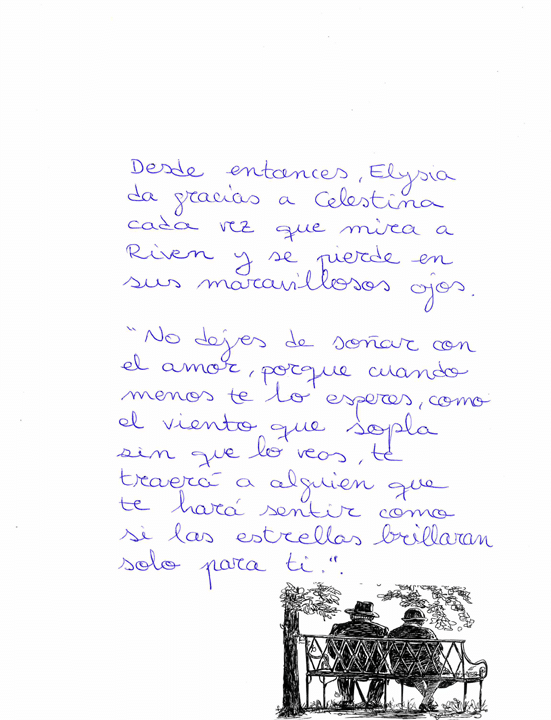 La imagen es un dibujo en blanco y negro que muestra a dos personas sentadas en un banco de parque. Ambas visten ropa oscura y llevan sombreros y est n de espaldas. El banco tiene barrotes decorativos, y a su alrededor hay algunos rboles con ramas y hojas que enmarcan la escena. La perspectiva es desde atr s, por lo que no se ven los rostros de las personas, solo sus espaldas y su postura relajada mientras parecen observar el paisaje frente a ellos. La imagen transmite una sensaci n de calma y compa  a.