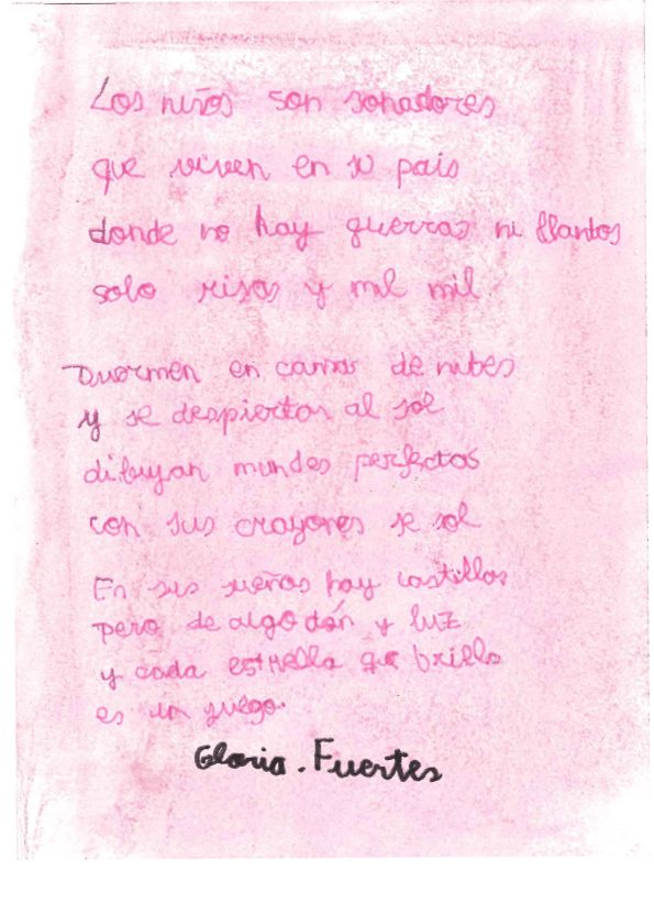 Poema escrito que hace menci n a Gloria Fuertes
