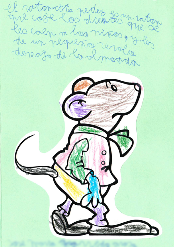 Dibujo  El rat n P rez coloreado por un ni o 