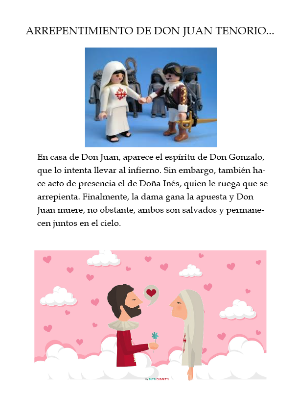 Dibujo de Sancho Panza y otra persona sentados, con lo que parece ser dos molinos al fondo y una bandera de Espa a en la que pone Castilla la Mancha