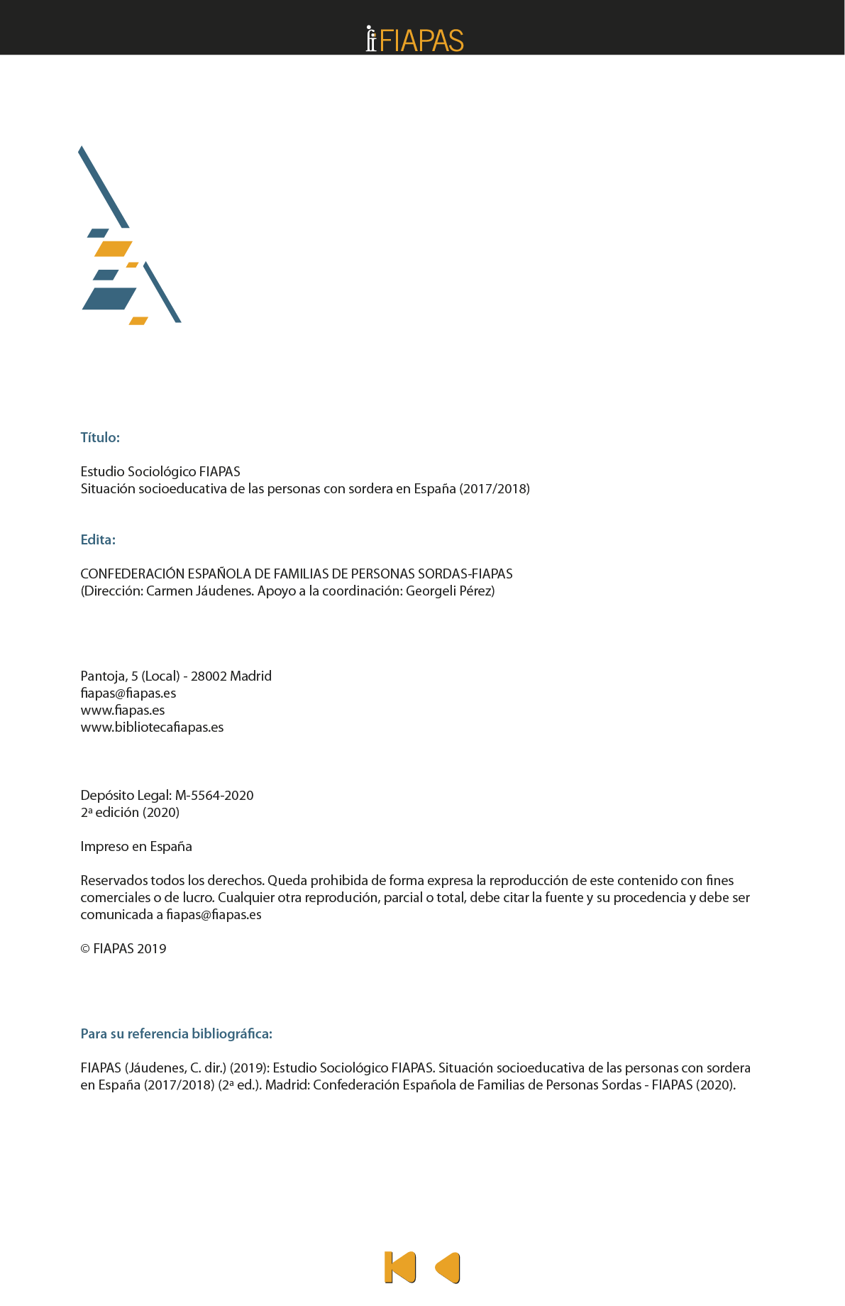 La presente publicación contiene los resultados más significativos entre los encontrados en el Estudio Sociológico promovido por FIAPAS, en el marco del convenio de colaboración firmado en 2017 con el entonces Ministerio de Educación, Cultura y Deporte y, en 2018, con el actual Ministerio de Educación y Formación Profesional, que ha contado asimismo con la cofinanciación de la Fundación ONCE  