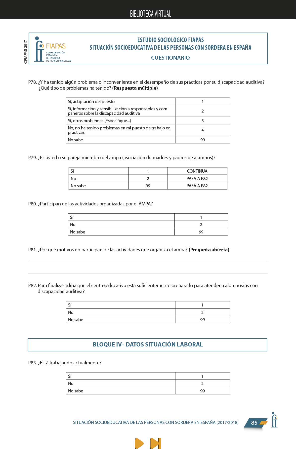 La presente publicación contiene los resultados más significativos entre los encontrados en el Estudio Sociológico promovido por FIAPAS, en el marco del convenio de colaboración firmado en 2017 con el entonces Ministerio de Educación, Cultura y Deporte y, en 2018, con el actual Ministerio de Educación y Formación Profesional, que ha contado asimismo con la cofinanciación de la Fundación ONCE  