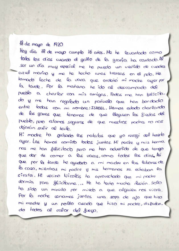 Textos manuscritos sobre hoja tipo pergamino de 1920