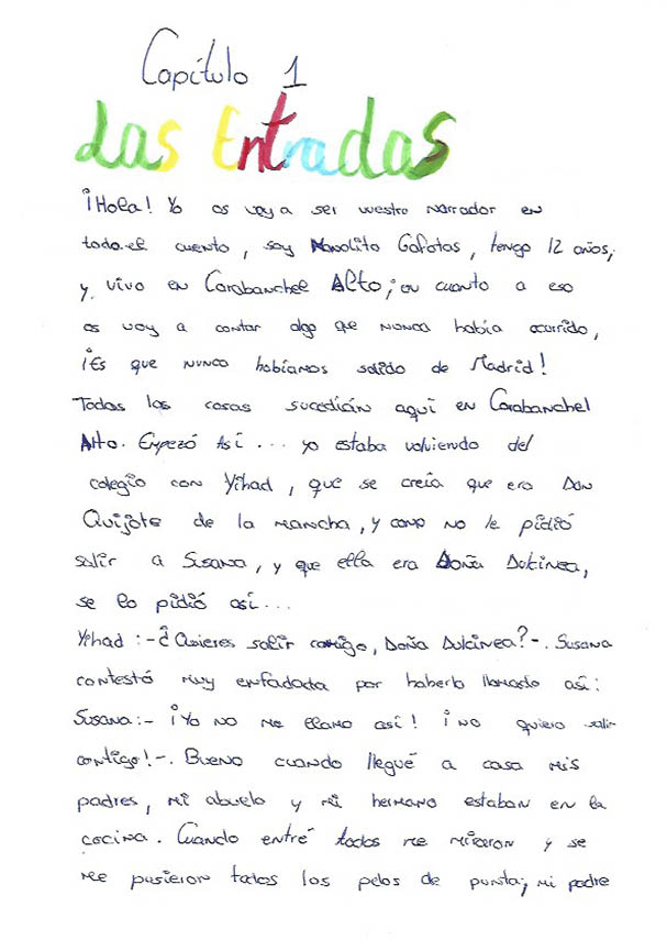 Texto manuscrito por el autor