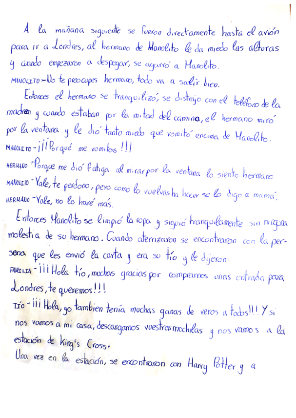 Texto manuscrito por el autor