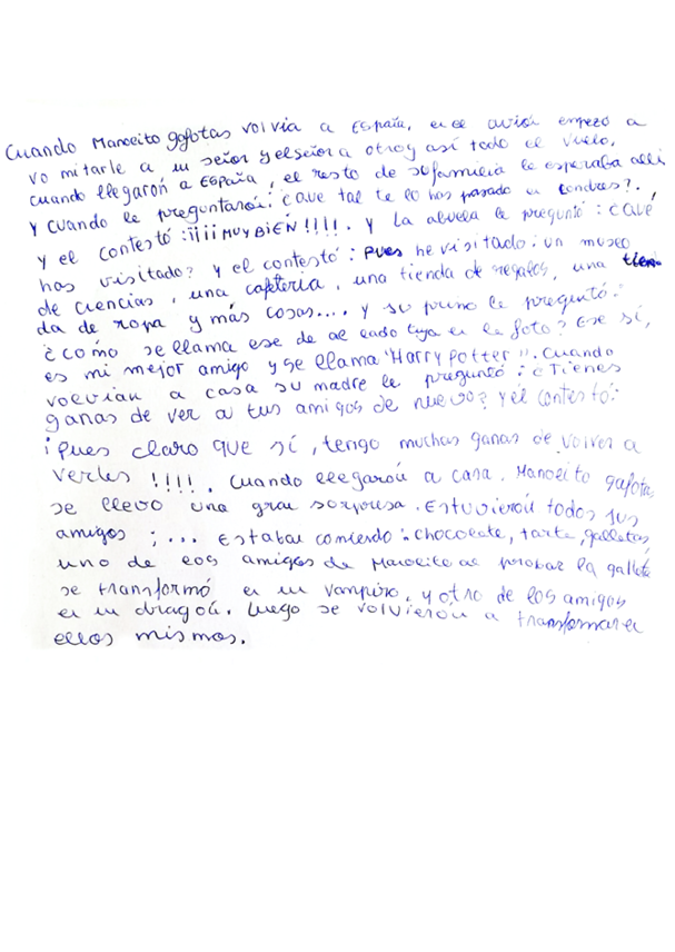 Texto manuscrito por el autor