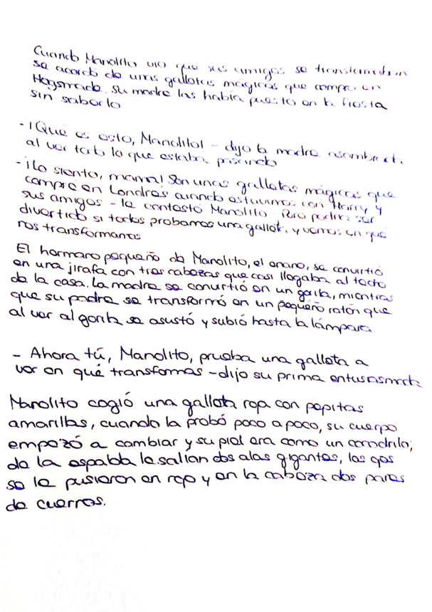 Texto manuscrito por el autor
