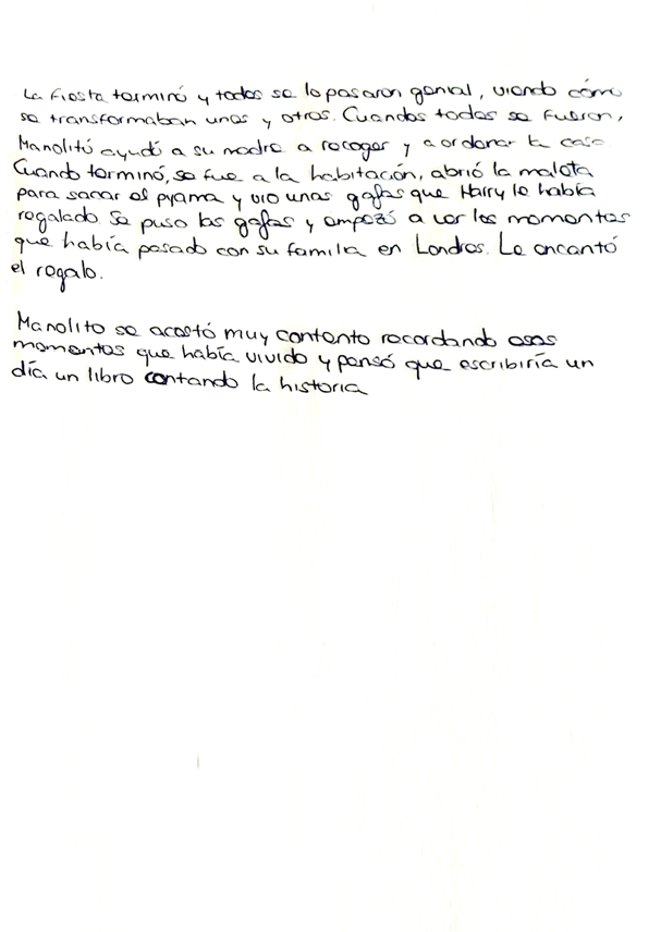 Texto manuscrito por el autor