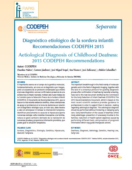 Diagnóstico etiológico de la sordera infantil: recomendaciones CODEPEH 2015