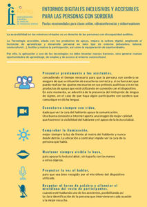 INCLUSIVE AND ACCESSIBLE DIGITAL ENVIRONMENTS FOR PEOPLE WITH DEAFNESS Recommended guidelines for online classes, video conferences and video meetings